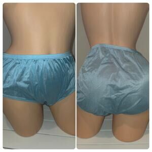 Shadowline 11032 Bikini Panty Shiny Nylon Full Cut Silky Bahama Blue 10/3XL